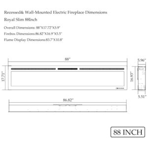 Lareira Elétrica de Embutir A44x223L com Controle por APP e Chamas Multicoloridas, 110V 1500W, Dreamflame, Preta