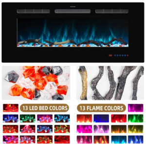 ectqzy5bh2jc0b_2 jpg - Lareira Elétrica de Embutir A44x187L cm com Controle de Temperatura, Chamas Multicoloridas, Temporizador e Controle Remoto, 110V 1500W, Kentsky, Preta