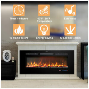 ectqzy5bh2jc0b_3 jpg - Lareira Elétrica de Embutir A44x187L cm com Controle de Temperatura, Chamas Multicoloridas, Temporizador e Controle Remoto, 110V 1500W, Kentsky, Preta