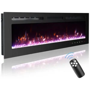 Lareira Elétrica de Embutir A43x152L com Controle Remoto e 9 Chamas Multicoloridas, 110V, OUTDOOR DIAMOND, Preta