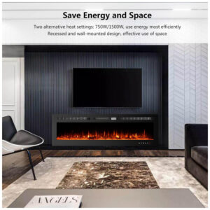 Lareira Elétrica de Embutir A43x152L com Controle Remoto e 9 Chamas Multicoloridas, 110V, OUTDOOR DIAMOND, Preta