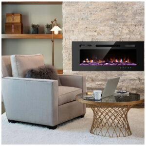 Lareira Elétrica de Embutir A43x152L com Controle Remoto e 9 Chamas Multicoloridas, 110V, OUTDOOR DIAMOND, Preta