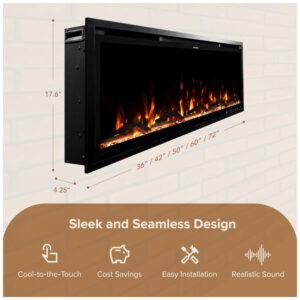 ectq2ctw8ddd0b_5 jpg - Lareira Elétrica Linear Inteligente Modern Ember Aerus de 107 cm, Embutida ou de Parede, Chamas LED Multicoloridas, Wi Fi, Alexa, Google