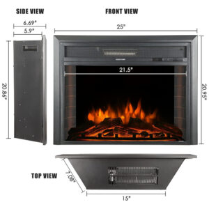 ectq5ywjh7k90b_6 jpg - Lareira Elétrica CharaVector de Embutir A53x63L com Controle Remoto com Economia de Energia110V, 1500W, Preta
