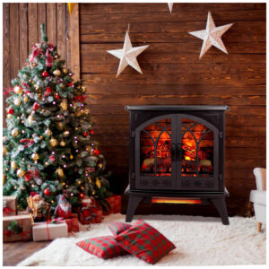 Lareira Elétrica Portátil com Controle Remoto, Brilho e Temperatura Ajustável, 110V 1500W, Innoflame, Preta