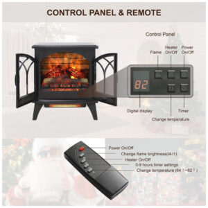 Lareira Elétrica Portátil com Controle Remoto, Brilho e Temperatura Ajustável, 110V 1500W, Innoflame, Preta