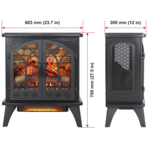 Lareira Elétrica Portátil com Controle Remoto, Brilho e Temperatura Ajustável, 110V 1500W, Innoflame, Preta