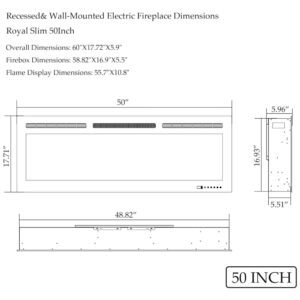 Lareira Elétrica de Embutir A44x127L com Controle por APP e Chamas Multicoloridas, 110V 1500W, Dreamflame, Preta