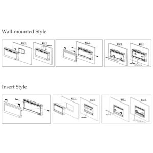 Lareira Elétrica de Embutir A44x127L com Controle por APP e Chamas Multicoloridas, 110V 1500W, Dreamflame, Preta