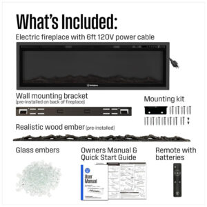 ectqr833n78d0b_8 jpg - Lareira Elétrica Westinghouse de 127cm, Compatível com Assistente Virtual, Instalação na Parede ou Embutida, Timer 24h, Efeito de Chamas Personalizável