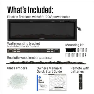 ectqr833n78d0b_8 jpg - Lareira Elétrica Westinghouse de 127cm, Compatível com Assistente Virtual, Instalação na Parede ou Embutida, Timer 24h, Efeito de Chamas Personalizável