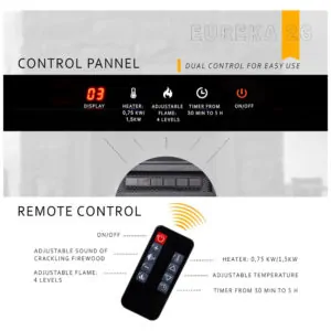 ectqs2sws2290b_3 jpg - Lareira Elétrica de Embutir A53x70L com Controle Remoto e Temporizador, 110V, FIREBLAZE, Preta