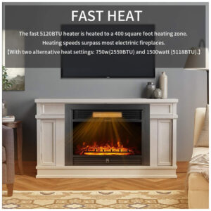 Lareira Elétrica de Embutir A53x72L com Controle Remoto e Temporizador, 110V, YODOLLA, Preta