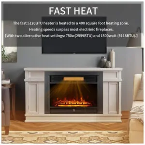 Lareira Elétrica de Embutir A53x72L com Controle Remoto e Temporizador, 110V, YODOLLA, Preta