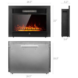 Lareira Elétrica de Embutir A53x72L com Controle Remoto e Temporizador, 110V, YODOLLA, Preta