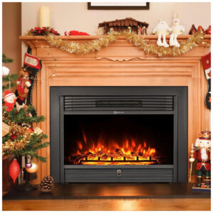 Lareira Elétrica de Embutir A53x72L com Controle Remoto e Temporizador, 110V, YODOLLA, Preta