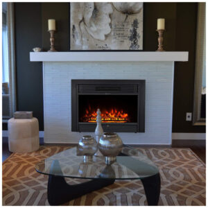 Lareira Elétrica de Embutir A53x72L com Controle Remoto e Temporizador, 110V, YODOLLA, Preta