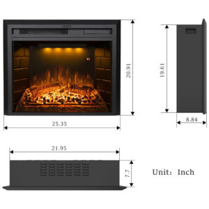 ectqzyq5t7r90b_1 jpg - Lareira Elétrica de Embutir A53x64L com Proteção contra Superaquecimento e Chamas Ajustavel, 110V 1500W, Benrocks, Preta