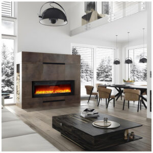 Lareira Elétrica de 127 cm Embutida ou de Parede, Aquecedor 1500 750W 15 37 C , Tela Touch, Controle Remoto, Timer, 12 Cores de Chama, Aprafie