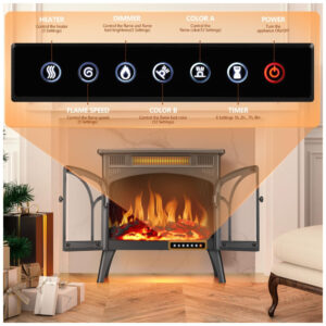 ectqmvsnzc6b0b_1 jpg - Lareira Elétrica com Controle Remoto e Brilho Ajustável, 110V 1500W, RWFLAME, Cinza