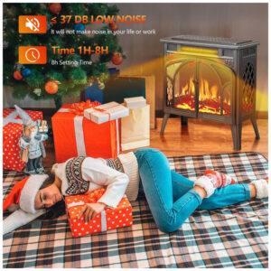 ectqmvsnzc6b0b_4 jpg - Lareira Elétrica com Controle Remoto e Brilho Ajustável, 110V 1500W, RWFLAME, Cinza