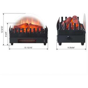 Lareira Elétrica Ecológica 16 40 cm com Leito de Brasa Realista e Termostato, 110V 1500W, PuraFlame EF361B, Preta