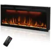 Lareira Elétrica de Embutir A44x101L com Controle Remoto e Chamas Multicolorida, 110V 1500W, Dreamflame, Preta