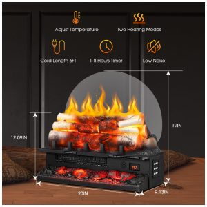 ectqzv28nldc0b_3 jpg - Lareira Elétrica Ecológica 20 50 cm com Controle Remoto, 5 Opções de Brilho, Proteção Contra Superaquecimento e Temporizador, 110V 1500W, R.W.FLAME, Preta