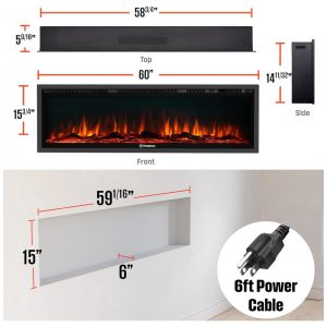 ectq24cgk78d0b_3 jpg - Lareira Elétrica Westinghouse de 152,4 cm, Compatível com Alexa e Google Home, Montagem na Parede ou Embutida, Timer de 24 Horas,