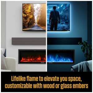 ectq24cgk78d0b_5 jpg - Lareira Elétrica Westinghouse de 152,4 cm, Compatível com Alexa e Google Home, Montagem na Parede ou Embutida, Timer de 24 Horas,