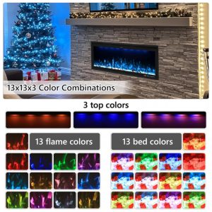 ectq5zgfrvjd0b_3 jpg - Lareira Elétrica Valuxhome 187,96 cm, Montagem na Parede e Embutida, Design Ultra Fino, Chama e Luz Ajustáveis, Decoração de Cristal e Troncos,