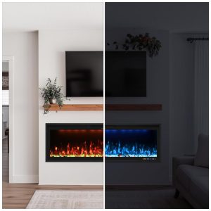 ectq5zgfrvjd0b_8 jpg - Lareira Elétrica Valuxhome 187,96 cm, Montagem na Parede e Embutida, Design Ultra Fino, Chama e Luz Ajustáveis, Decoração de Cristal e Troncos,