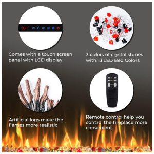 ectq69g6j39d0b_7 jpg - Lareira Elétrica Valuxhome de 152,4 cm, 750 1500W Montada na Parede e Embutida com Controle Remoto, 13 Cores de Chamas e Leito, Aquecedor