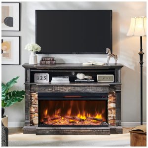 ectq6g5wb3kd0b_0 jpg - Lareira Elétrica OKD 52 com Painel, Aquecedor de Lareira Independente com Vidro de 3 Lados de 36 para TVs de até 65 com Armário para Sala de Estar,