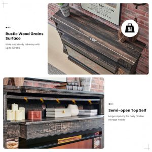 ectq6g5wb3kd0b_3 jpg - Lareira Elétrica OKD 52 com Painel, Aquecedor de Lareira Independente com Vidro de 3 Lados de 36 para TVs de até 65 com Armário para Sala de Estar,