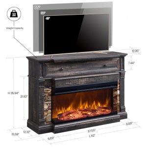 ectq6g5wb3kd0b_4 jpg - Lareira Elétrica OKD 52 com Painel, Aquecedor de Lareira Independente com Vidro de 3 Lados de 36 para TVs de até 65 com Armário para Sala de Estar,