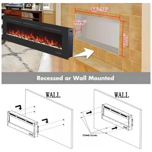 ectqb25nj39d0b_4 jpg - Lareira Elétrica Valuxhome de 182,88 cm Embutida na Parede com 13 Cores de Chamas, Troncos e Cristais Realistas, Temperatura Ajustável de 17 C a 30