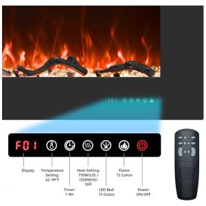 ectqb25nj39d0b_6 jpg - Lareira Elétrica Valuxhome de 182,88 cm Embutida na Parede com 13 Cores de Chamas, Troncos e Cristais Realistas, Temperatura Ajustável de 17 C a 30