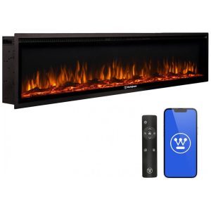 ectqbwyxmkgc0b_0 jpg - Lareira Elétrica Westinghouse de 188 cm, Compatível com Alexa e Google Home, Montagem na Parede ou Embutida, Timer de 24 Horas,