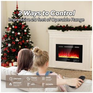 Lareira Elétrica de Embutir A48x91L com Controle Remoto e Temporizador, 110V, FOGATTI, Preta