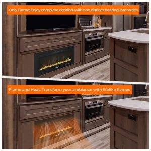 Lareira Elétrica de Embutir A48x91L com Controle Remoto e Temporizador, 110V, FOGATTI, Preta