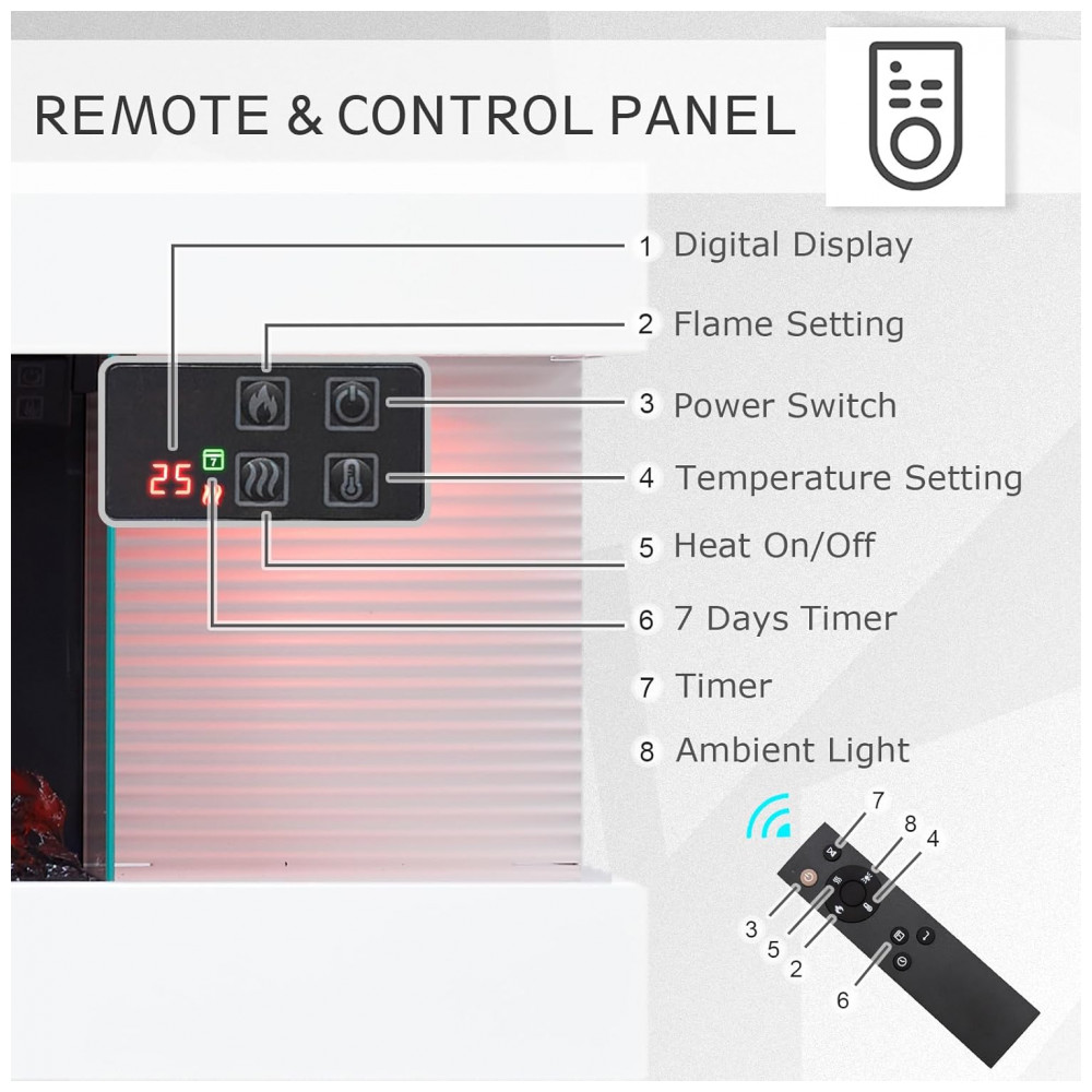 ectqjshdzg5d0b_5 jpg - Lareira Elétrica PuraFlame Alsa 111,76 cm Montagem na Parede Tudo em Um com Cores de Luz Ambiente Variadas, Controle Remoto, Aquecedor de 1500W,