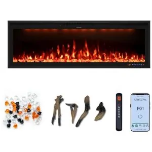 ectqlcg4rvjd0b_0 jpg - Lareira Elétrica Embutida e de Parede Valuxhome 121,92 cm, Aquecedor Ultra Fino, Efeito de Chama Ajustável, Decoração com Cristais e Troncos,
