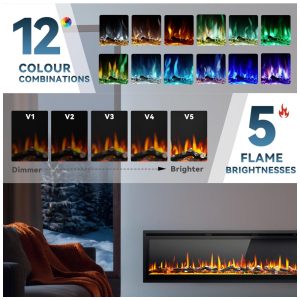 ectqm92sdwhf0b_3 jpg - Lareira Elétrica EUHOMY de 152,4 cm Embutida na Parede ou Autônoma com Controle Remoto, Aquecedor de Lareira Ultrassônica com Chama Ajustável,