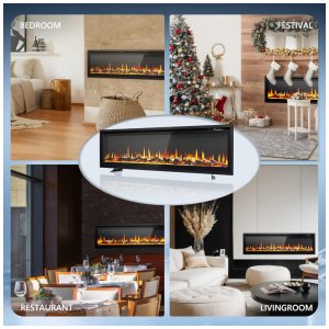 ectqm92sdwhf0b_6 jpg - Lareira Elétrica EUHOMY de 152,4 cm Embutida na Parede ou Autônoma com Controle Remoto, Aquecedor de Lareira Ultrassônica com Chama Ajustável,