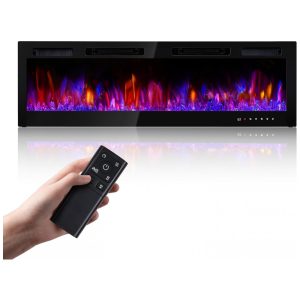 ectqnd7scr6d0b_0 jpg - Lareira Elétrica RealSmart 152,4 cm com Aquecedores Inserts Montados na Parede, 750W 1500W, Embutidos na Parede com Controle Remoto, Timer,