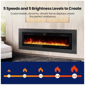 ectqnd7scr6d0b_1 jpg - Lareira Elétrica RealSmart 152,4 cm com Aquecedores Inserts Montados na Parede, 750W 1500W, Embutidos na Parede com Controle Remoto, Timer,