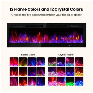 ectqnd7scr6d0b_2 jpg - Lareira Elétrica RealSmart 152,4 cm com Aquecedores Inserts Montados na Parede, 750W 1500W, Embutidos na Parede com Controle Remoto, Timer,