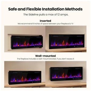 ectqnd7scr6d0b_7 jpg - Lareira Elétrica RealSmart 152,4 cm com Aquecedores Inserts Montados na Parede, 750W 1500W, Embutidos na Parede com Controle Remoto, Timer,