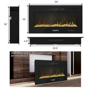 ectqp2qrsfmb0b_6 jpg - Lareira Elétrica de Embutir A48x76L com Controle Remoto e Temporizador, 110V, FOGATTI, Preta